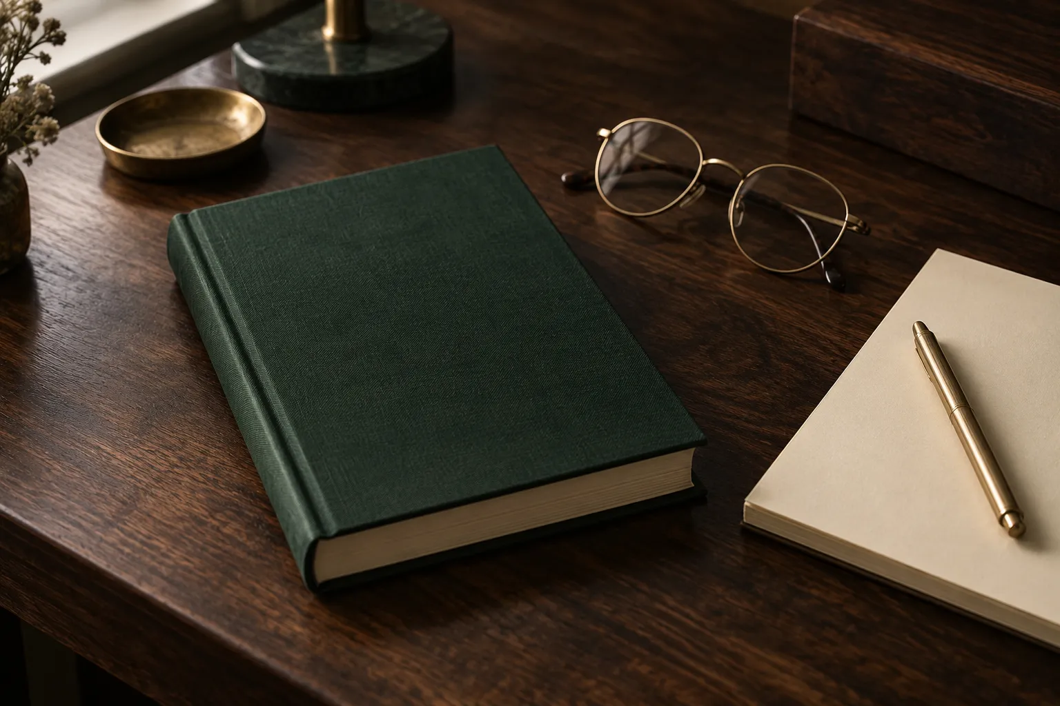 Notary handbook and reading glasses for answering notary questions in Dallas