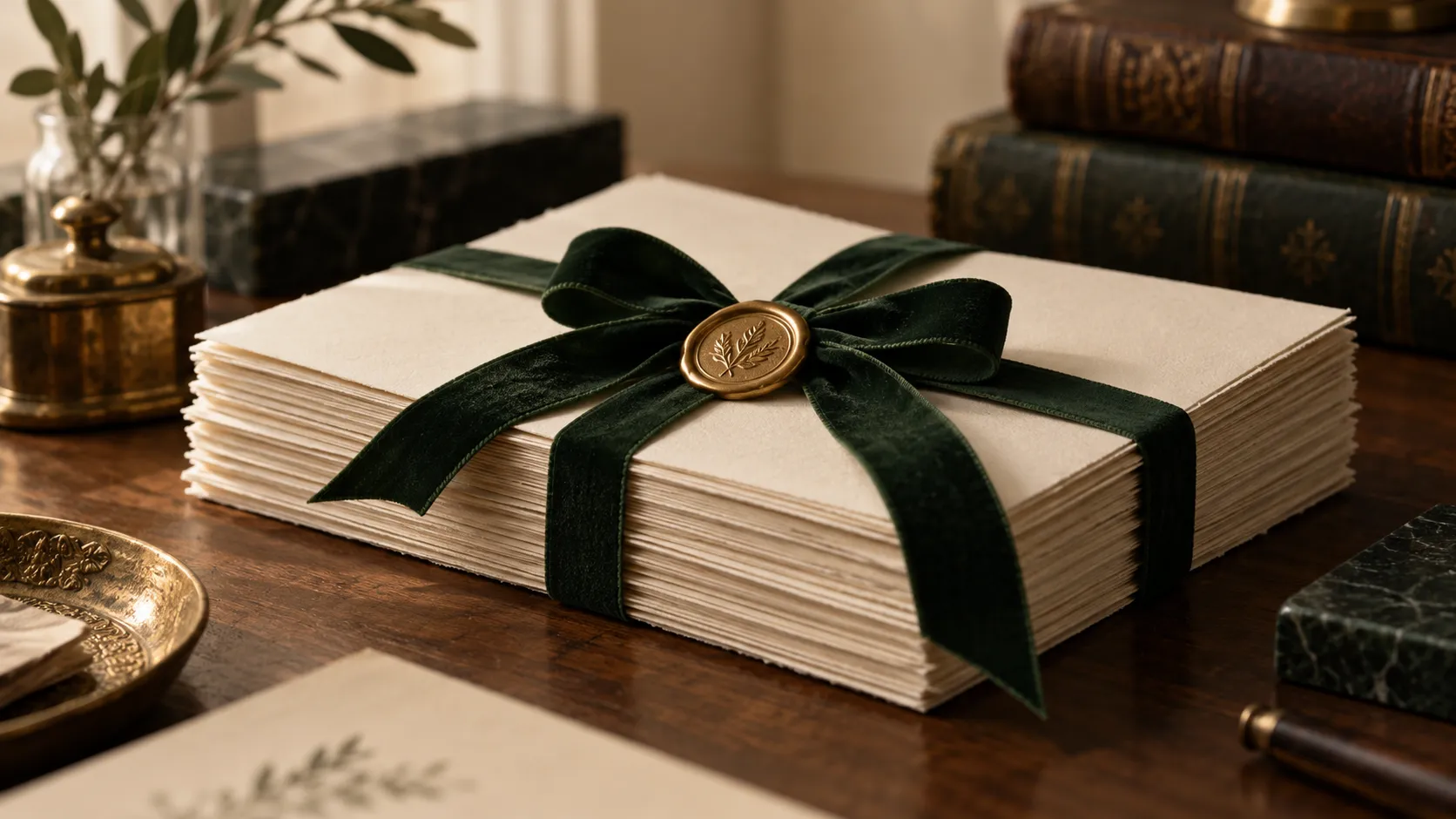 Stack of notarized documents tied with green ribbon and a gold seal in Arlington, Texas